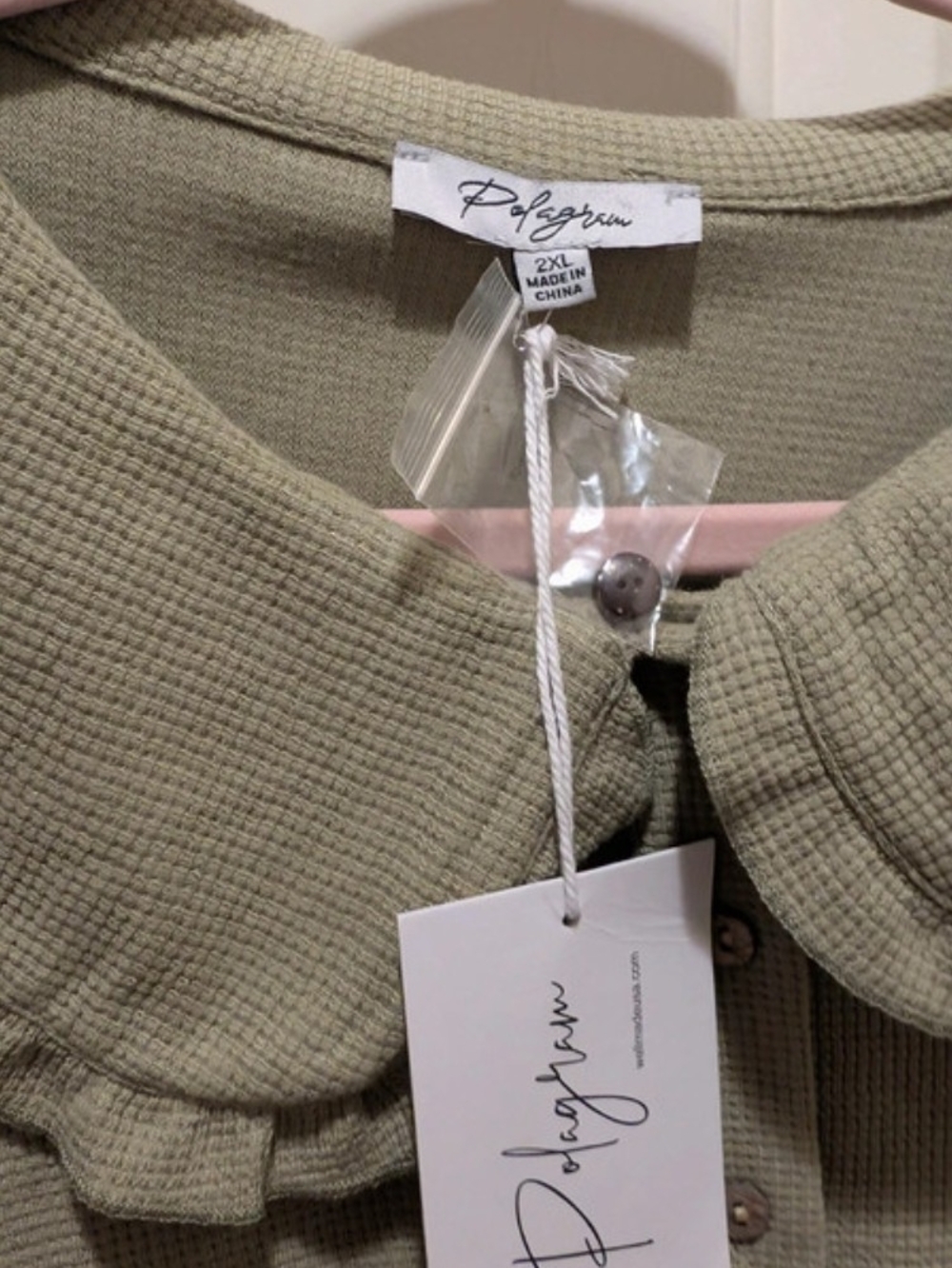 Polagram 2x Ruffled Peter Pan Collar Dress in Sage - Picture 3 of 5
